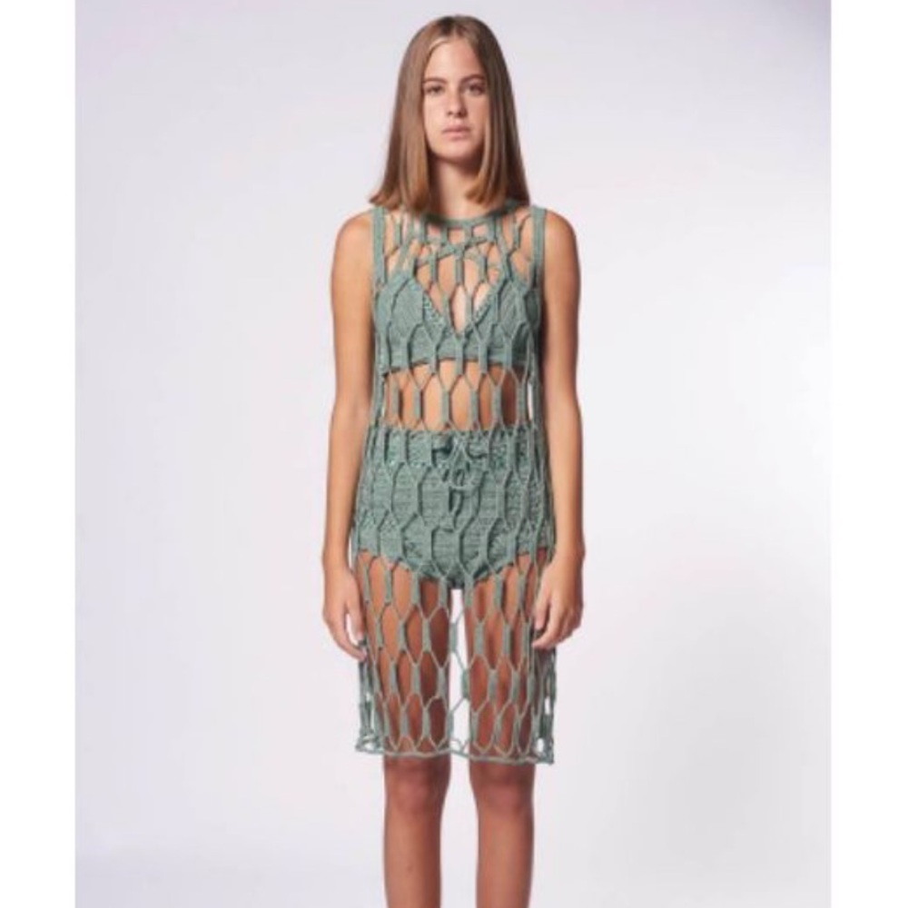 New AYNI See Through Crochet Long Tunic